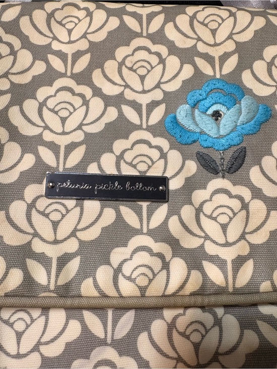 Petunia Pickle Bottom Gray Floral  Boxy Backpack or Crossbody Diaper Bag main image 7
